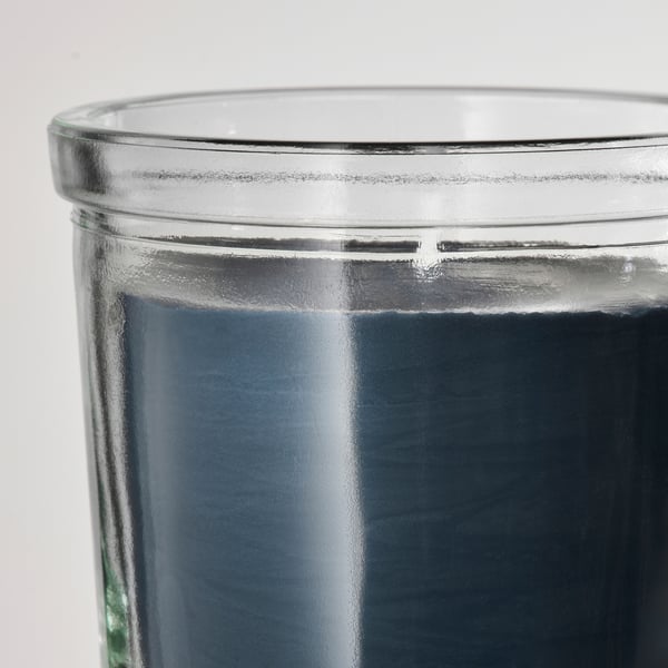 FRUKTSKOG - FRUKTSKOG Scented candle in glass, Vetiver & geranium/black-turquoise, 20 hr