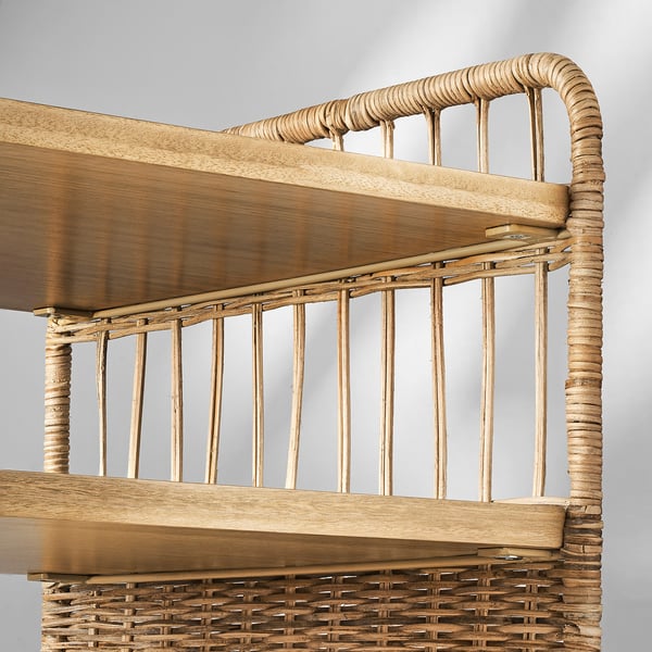 FRYKSÅS storage unit on castors, rattan, 37x53 cm