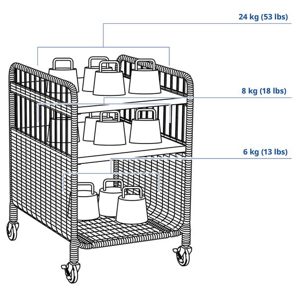 FRYKSÅS storage unit on castors, rattan, 37x53 cm