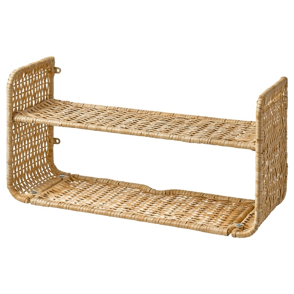 FRYKSÅS wall shelf, rattan, 60x20 cm