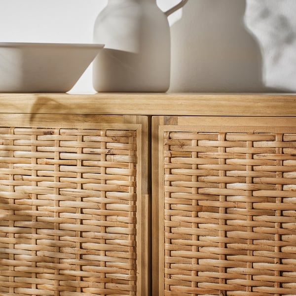 FRYKSÅS cabinet, rattan, 81x124 cm