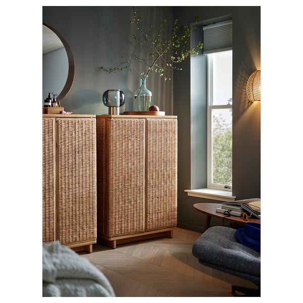 FRYKSÅS cabinet, rattan, 81x124 cm