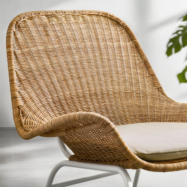 FRYKSÅS armchair and footstool, rattan/Risane natural