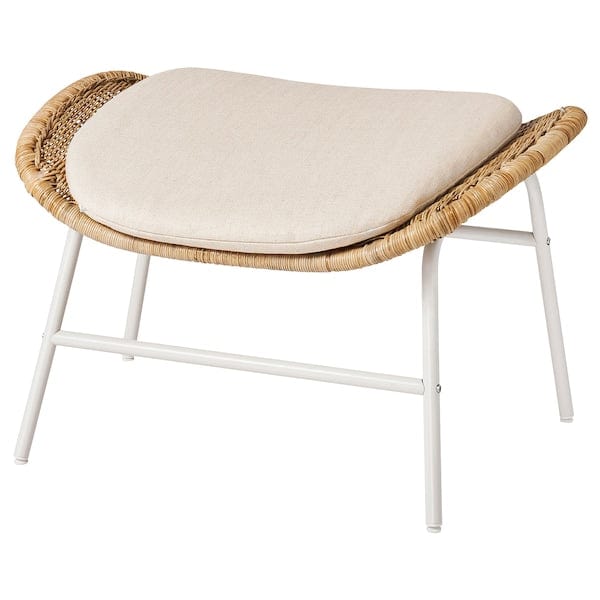 Ikea FRYKSÅS - Armchair and footstool, rattan/natural rattan