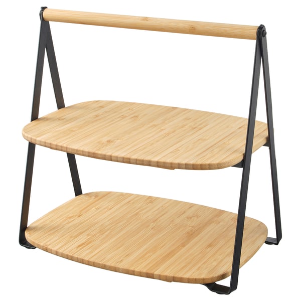 FULLSPÄCKAD serving tray, bamboo/black, 28x20 cm