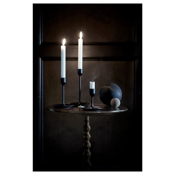 FULLTALIG candlestick, set of 3, black