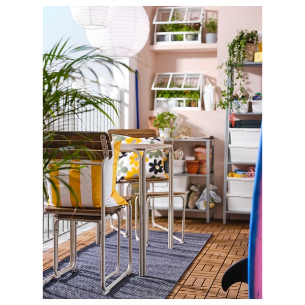 FURUÖN dining table w 2 chairs+2 footstl, brown/outdoor, 75x31 cm
