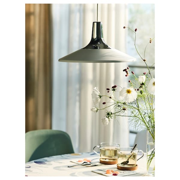 Ikea FYRTIOFYRA - Pendant lamp, chrome effect/white, 38 cm