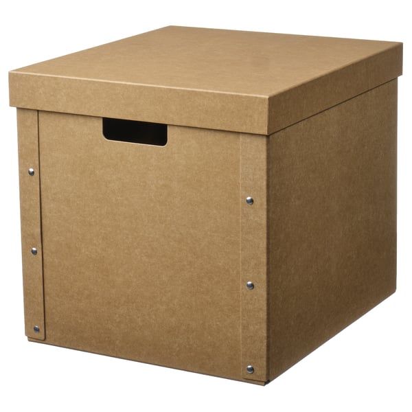 GÄRDESGÅRD storage box with lid, natural, 32x35x31 cm