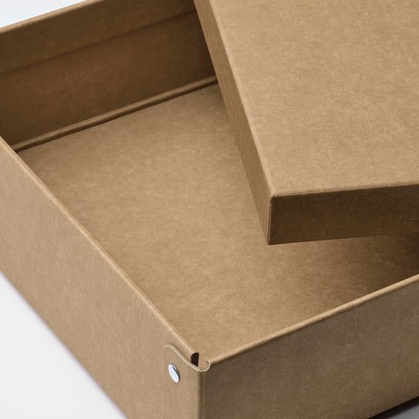 GÄRDESGÅRD storage box with lid, natural, 25x35x8 cm