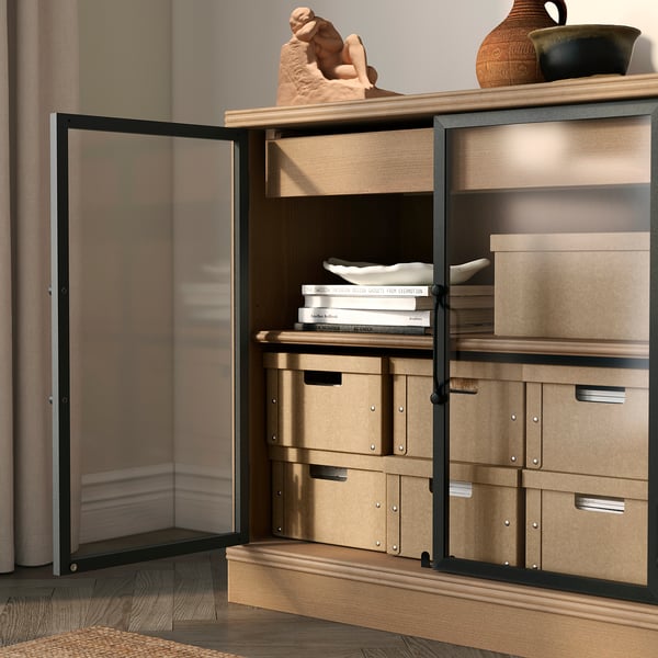 GÄRDESGÅRD storage box with lid, natural, 25x35x16 cm