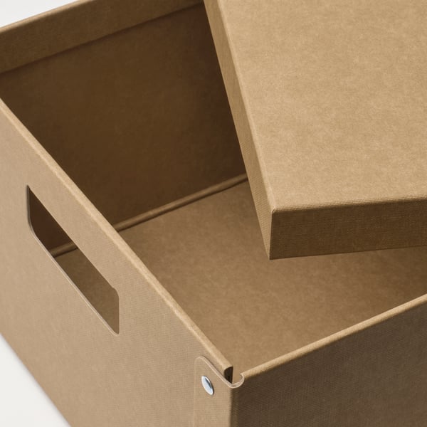 GÄRDESGÅRD storage box with lid, natural, 25x35x16 cm