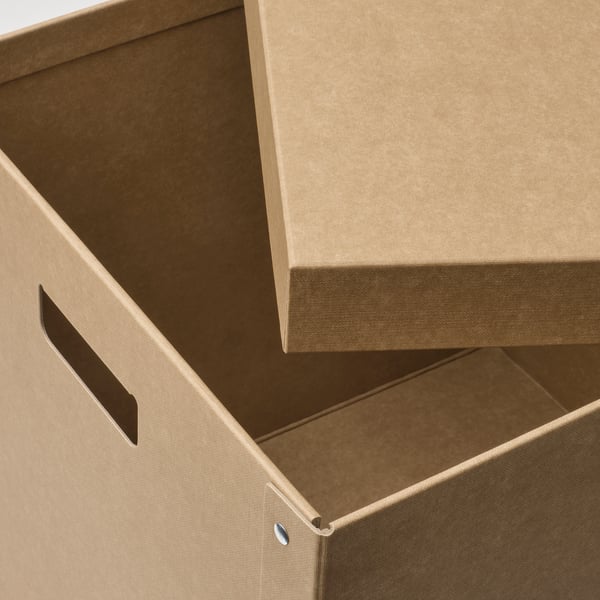 GÄRDESGÅRD storage box with lid, natural, 32x35x31 cm