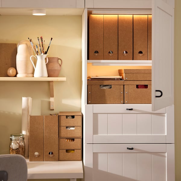 GÄRDESGÅRD storage box with lid, natural, 25x35x16 cm