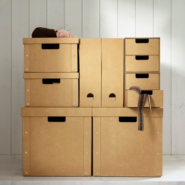 GÄRDESGÅRD storage box with lid, natural, 25x35x16 cm