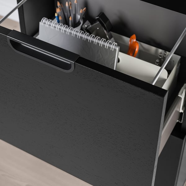 GALANT storage combination with filing, black stained ash veneer, 102x120 cm