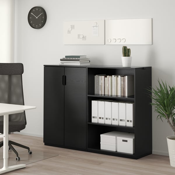 GALANT storage combination, black stained ash veneer, 160x120 cm