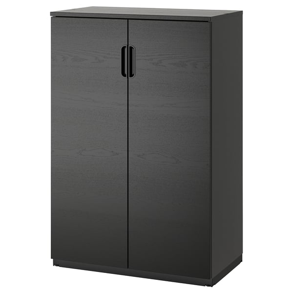 GALANT cabinet with doors, black stained ash veneer, 80x120 cm