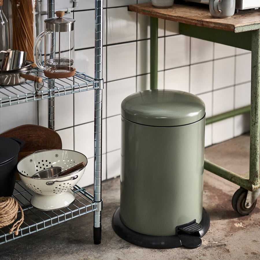 GÅNGSKYFFEL pedal bin, grey-green, 30 cm