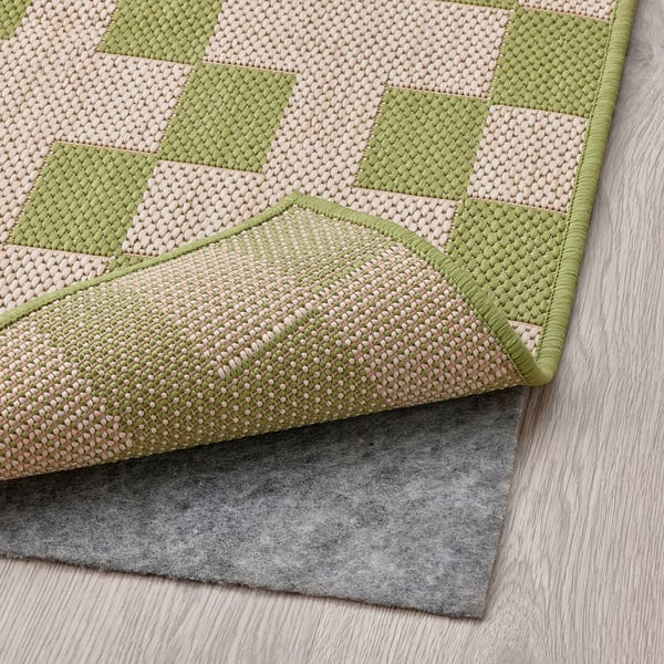 GÅNGSTIG kitchen mat, flatwoven green/off-white, 45x120 cm
