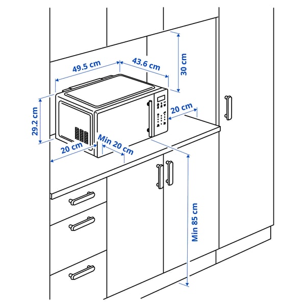 GÅTEBO microwave oven, air fry function IKEA 500/black, 1.0 mx49.5 cm