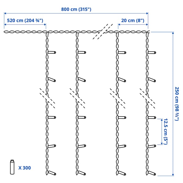 GETKÅL LED lighting curtain, outdoor, 8 m