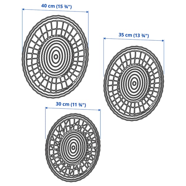 GILLSTAD wall decoration, set of 3, sedge handmade