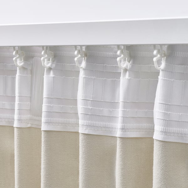 GINSTMOTT curtains, 1 pair, beige/with heading tape, 145x300 cm