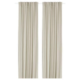 GINSTMOTT curtains, 1 pair, beige/with heading tape, 145x300 cm