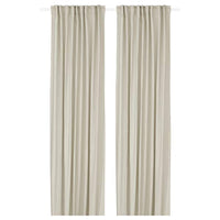 GINSTMOTT curtains, 1 pair, beige/with heading tape, 145x300 cm
