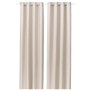 GINSTMOTT curtains, 1 pair, beige/with eyelets, 145x300 cm
