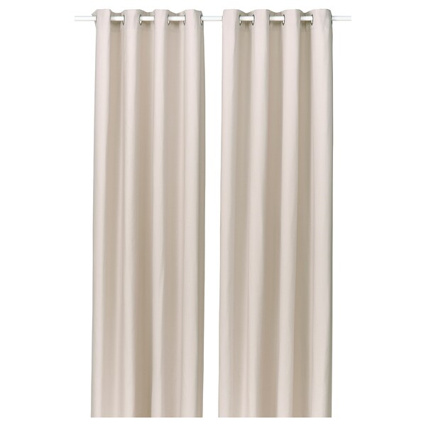 GINSTMOTT curtains, 1 pair, beige/with eyelets, 145x300 cm