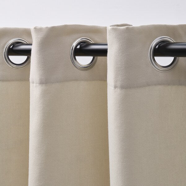 GINSTMOTT curtains, 1 pair, beige/with eyelets, 145x300 cm