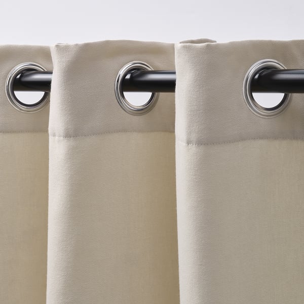 GINSTMOTT curtains, 1 pair, beige/with eyelets, 145x300 cm