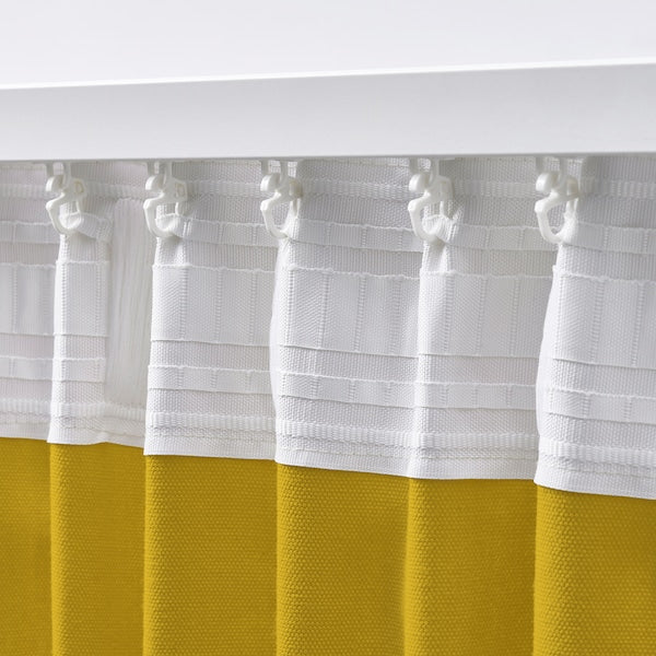 GINSTMOTT curtains, 1 pair, yellow/with heading tape, 145x300 cm