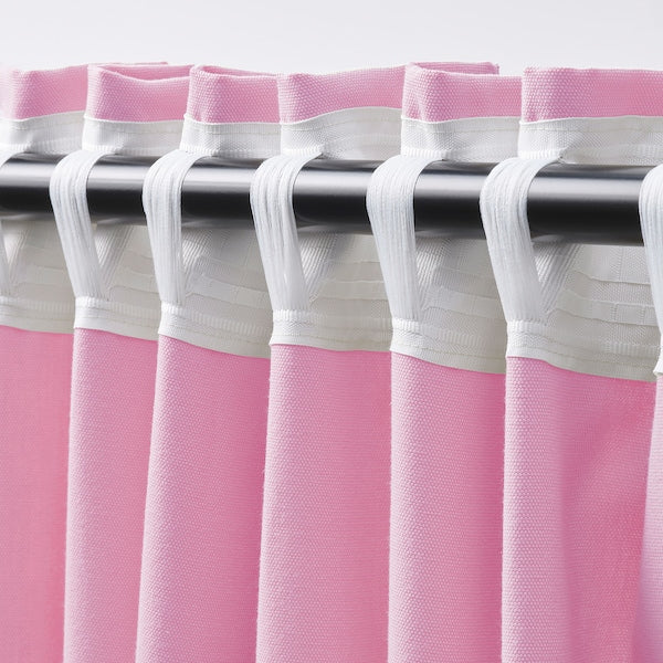 GINSTMOTT curtains, 1 pair, pink/with heading tape, 145x300 cm