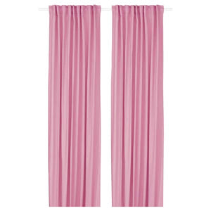 GINSTMOTT curtains, 1 pair, pink/with heading tape, 145x300 cm