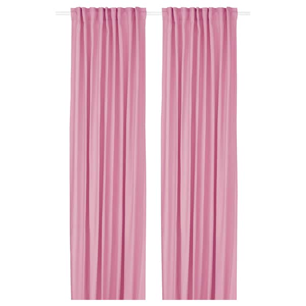 GINSTMOTT curtains, 1 pair, pink/with heading tape, 145x300 cm