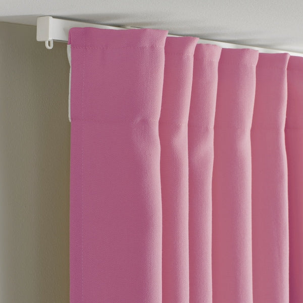 GINSTMOTT curtains, 1 pair, pink/with heading tape, 145x300 cm