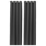 GINSTMOTT curtains, 1 pair, dark grey/with eyelets, 145x300 cm
