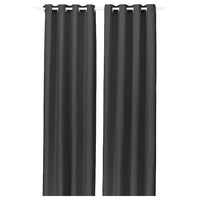 GINSTMOTT curtains, 1 pair, dark grey/with eyelets, 145x300 cm