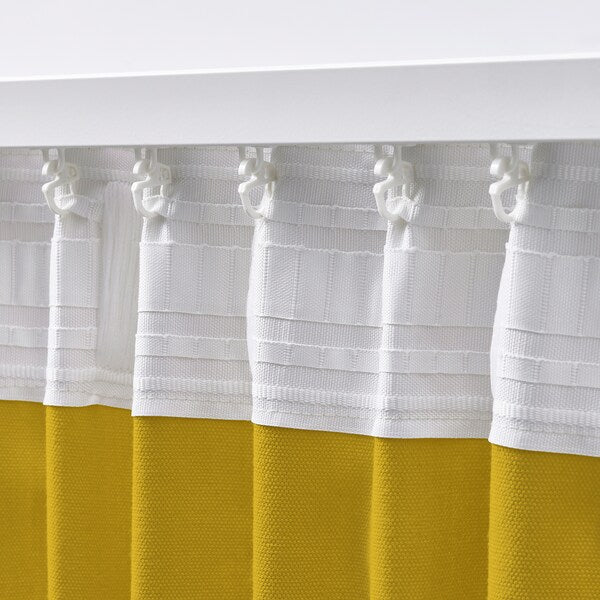 GINSTMOTT curtains, 1 pair, yellow/with heading tape, 145x300 cm