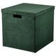 GJÄTTA storage box with lid, velvet dark green, 32x35x32 cm