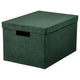 GJÄTTA storage box with lid, velvet dark green, 25x35x20 cm