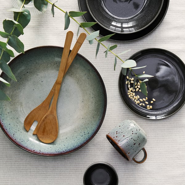 GLADELIG serving bowl, beige-green, 30 cm