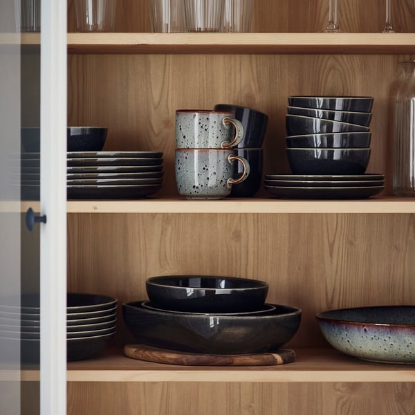 GLADELIG serving bowl, beige-green, 30 cm