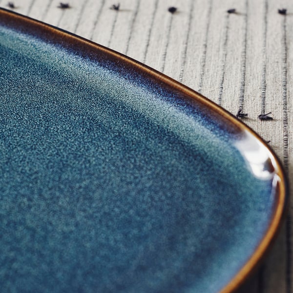 GLADELIG plate, blue, 31x19 cm