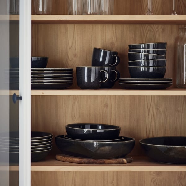 GLADELIG deep plate, dark grey, 21 cm