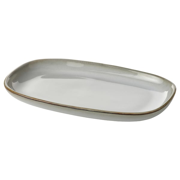 GLADELIG plate, grey, 20x13 cm