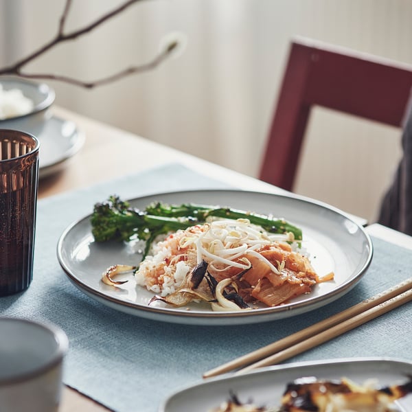 GLADELIG plate, grey, 25 cm